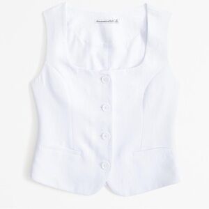 Abercrombie White Sleeveless Button-Up Top